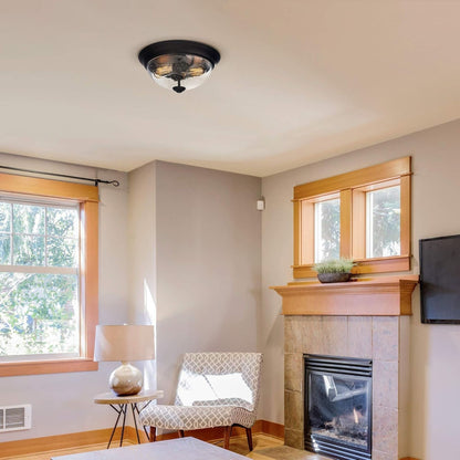 Prominence Home 13” Flush Mount Seeded Ceiling Light, Madalyn, 51381-31, Bronze