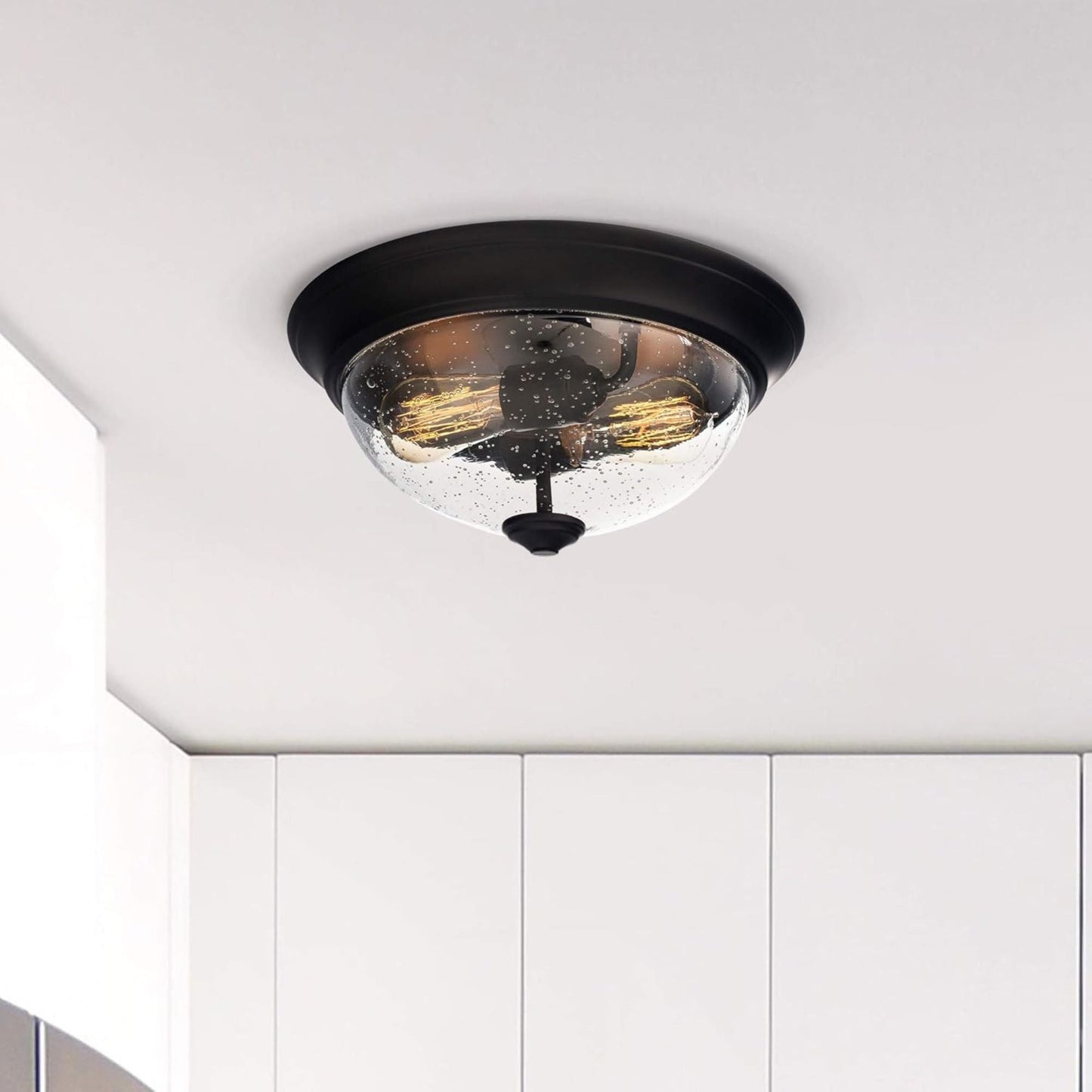 Prominence Home 13” Flush Mount Seeded Ceiling Light, Madalyn, 51381-31, Bronze