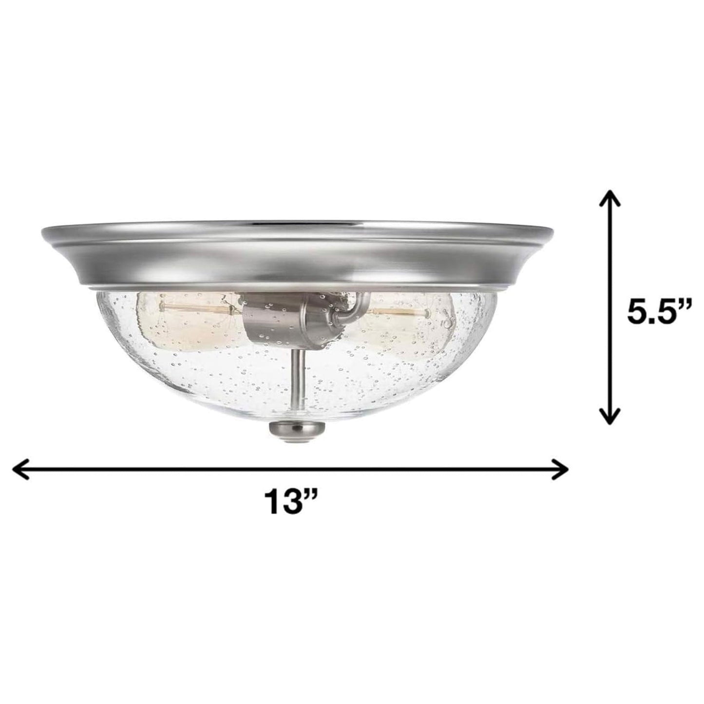 Prominence Home 13” Flush Mount Seeded Ceiling Light, Madalyn, 51382-31, Nickel