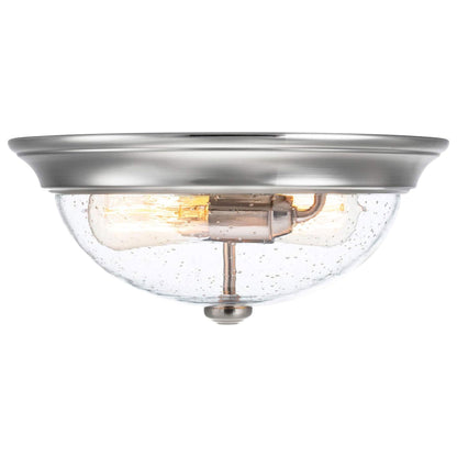 Prominence Home 13” Flush Mount Seeded Ceiling Light, Madalyn, 51382-31, Nickel