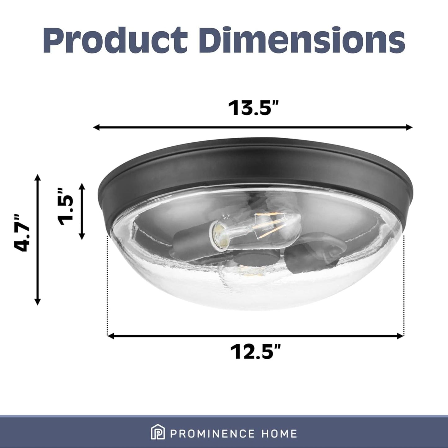 Prominence Home Madalyn 13" Flush Mount Ceiling Light, Clear Round Glass, Bronze