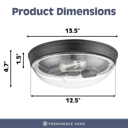 Prominence Home Madalyn 13" Flush Mount Ceiling Light, Clear Round Glass, Bronze