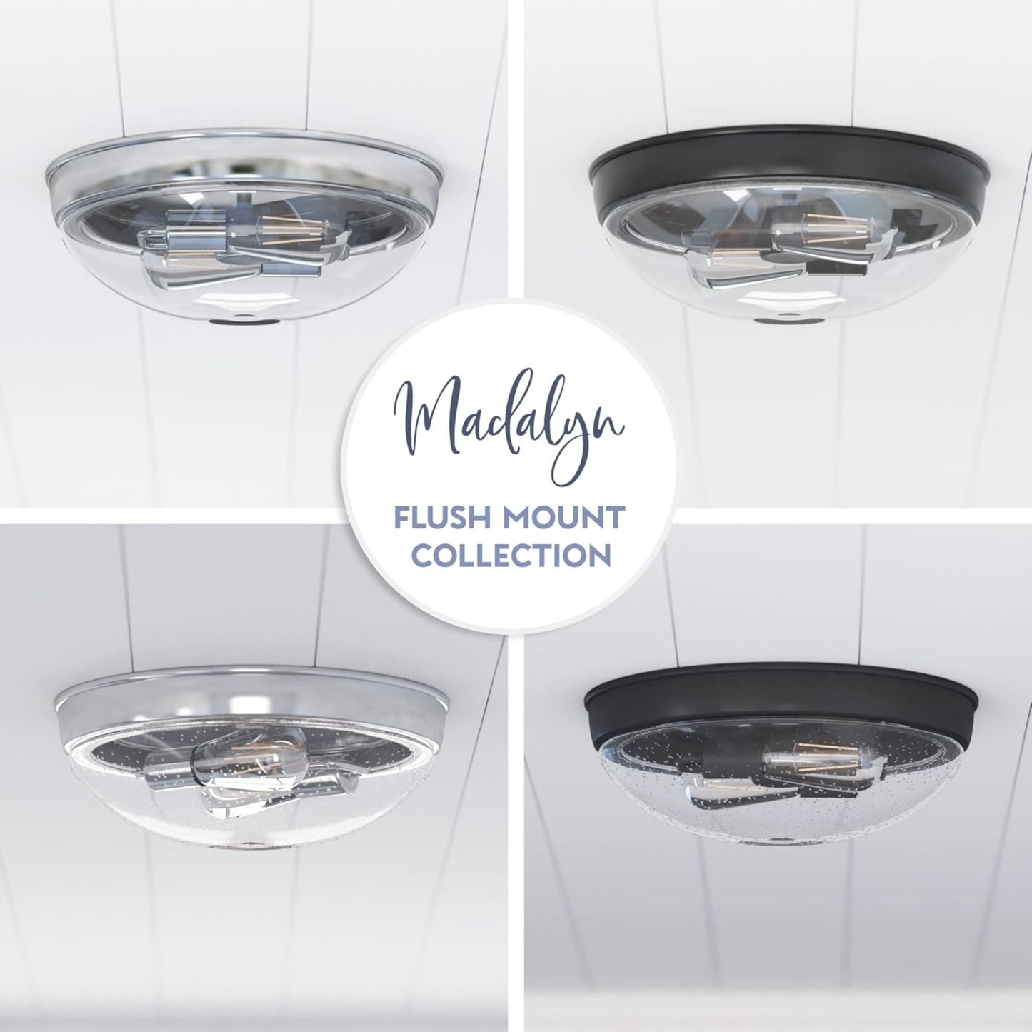 Prominence Home Madalyn 13" Flush Mount Ceiling Light, Clear Round Glass, Bronze