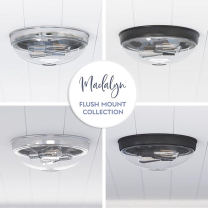 Prominence Home Madalyn 13" Flush Mount Ceiling Light, Clear Round Glass, Bronze