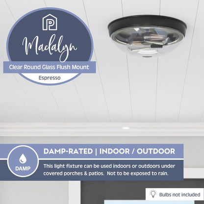 Prominence Home Madalyn 13" Flush Mount Ceiling Light, Clear Round Glass, Bronze