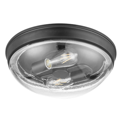 Prominence Home Madalyn 13" Flush Mount Ceiling Light, Clear Round Glass, Bronze