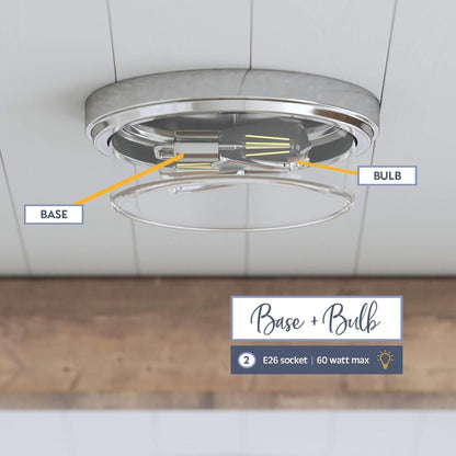 Prominence Home Madalyn 13" Ceiling Light, Clear Drum Glass, Brushed Nickel