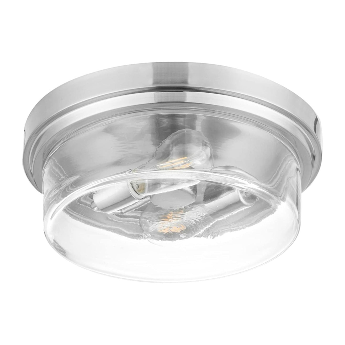 Prominence Home Madalyn 13" Ceiling Light, Clear Drum Glass, Brushed Nickel