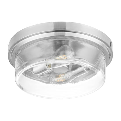 Prominence Home Madalyn 13" Ceiling Light, Clear Drum Glass, Brushed Nickel