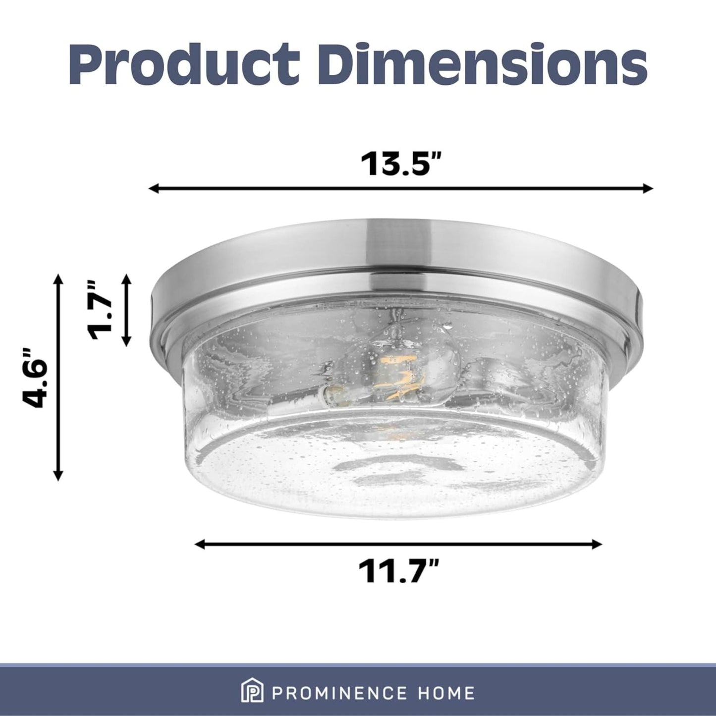 Prominence Home Madalyn 13" Ceiling Light, Seeded Drum Glass, Brushed Nickel