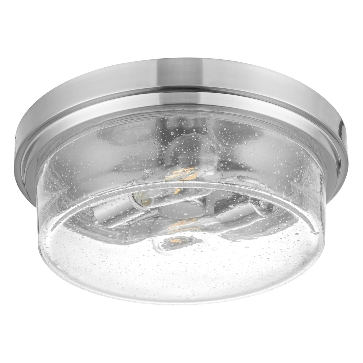Prominence Home Madalyn 13" Ceiling Light, Seeded Drum Glass, Brushed Nickel