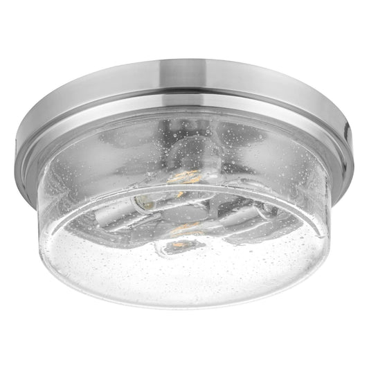 Prominence Home Madalyn 13" Ceiling Light, Seeded Drum Glass, Brushed Nickel
