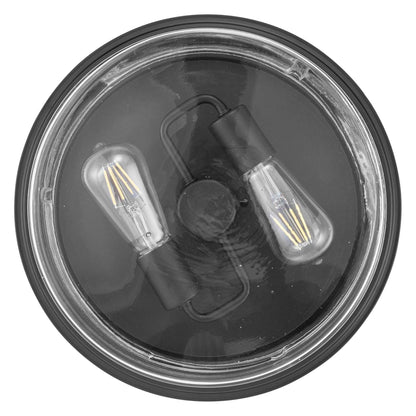 Prominence Home Madalyn 13" Flush Mount Ceiling Light, Clear Drum Glass, Bronze