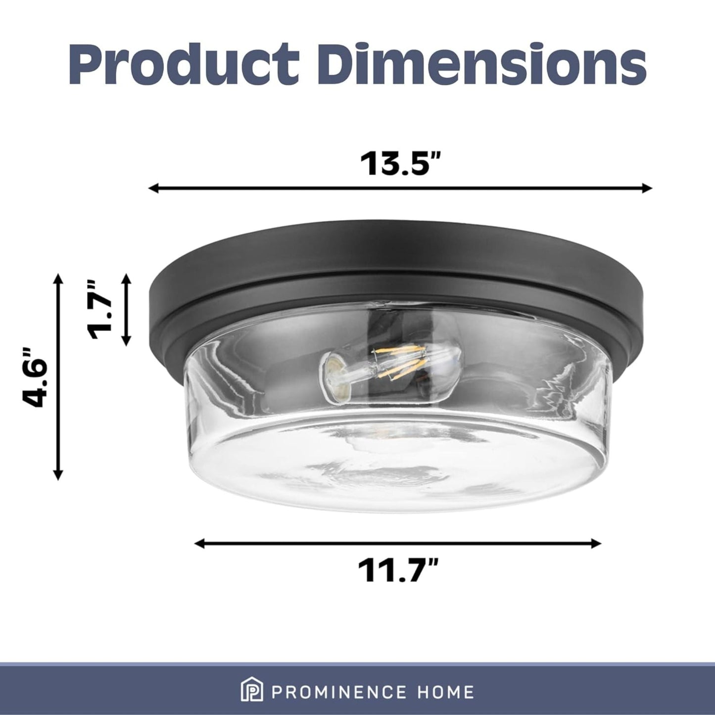 Prominence Home Madalyn 13" Flush Mount Ceiling Light, Clear Drum Glass, Bronze