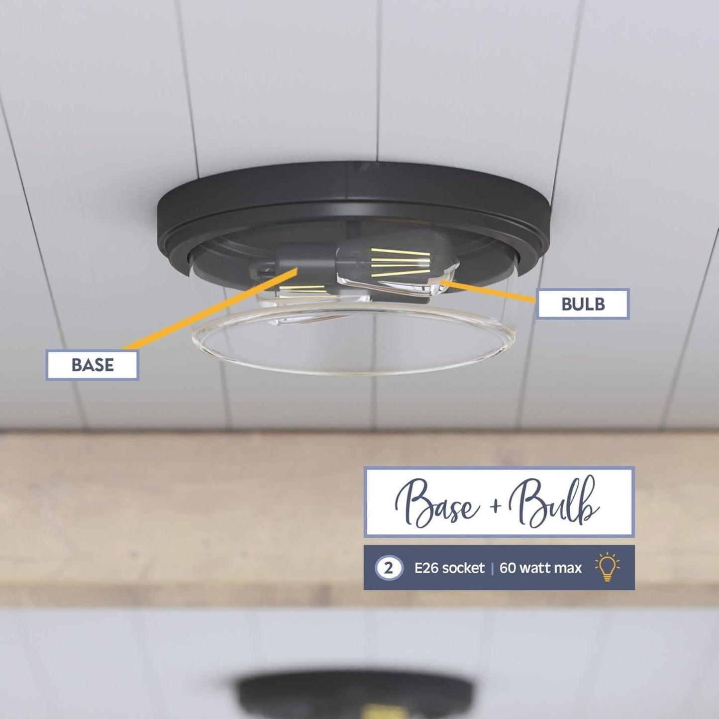 Prominence Home Madalyn 13" Flush Mount Ceiling Light, Clear Drum Glass, Bronze