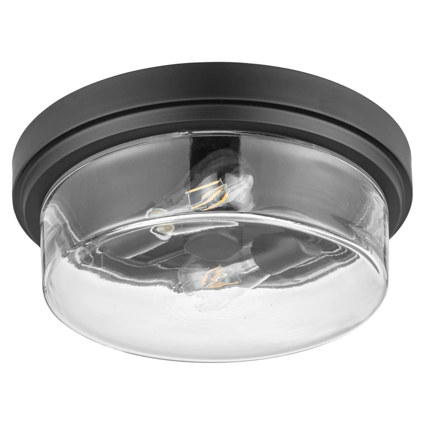 Prominence Home Madalyn 13" Flush Mount Ceiling Light, Clear Drum Glass, Bronze