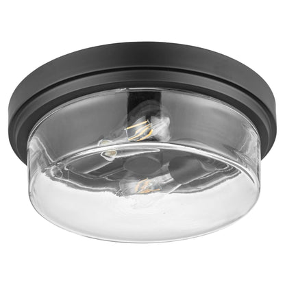 Prominence Home Madalyn 13" Flush Mount Ceiling Light, Clear Drum Glass, Bronze