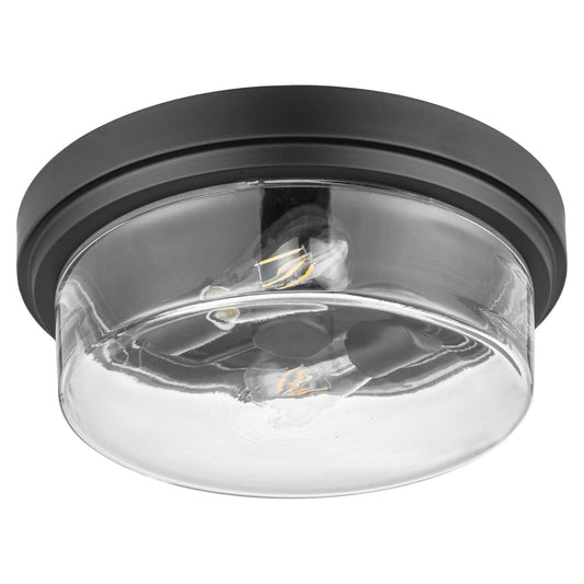 Prominence Home Madalyn 13" Flush Mount Ceiling Light, Clear Drum Glass, Bronze