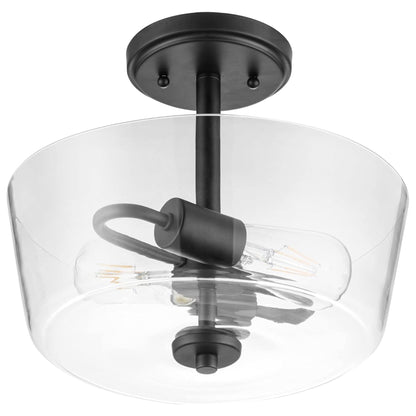 Prominence Home 2 Light Ceiling Fixture Clear Glass Lighting 13" Viktoria, Black