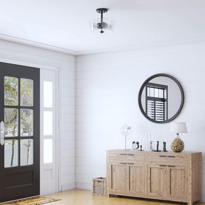 Prominence Home 2 Light Ceiling Fixture Clear Glass Lighting 13" Viktoria, Black