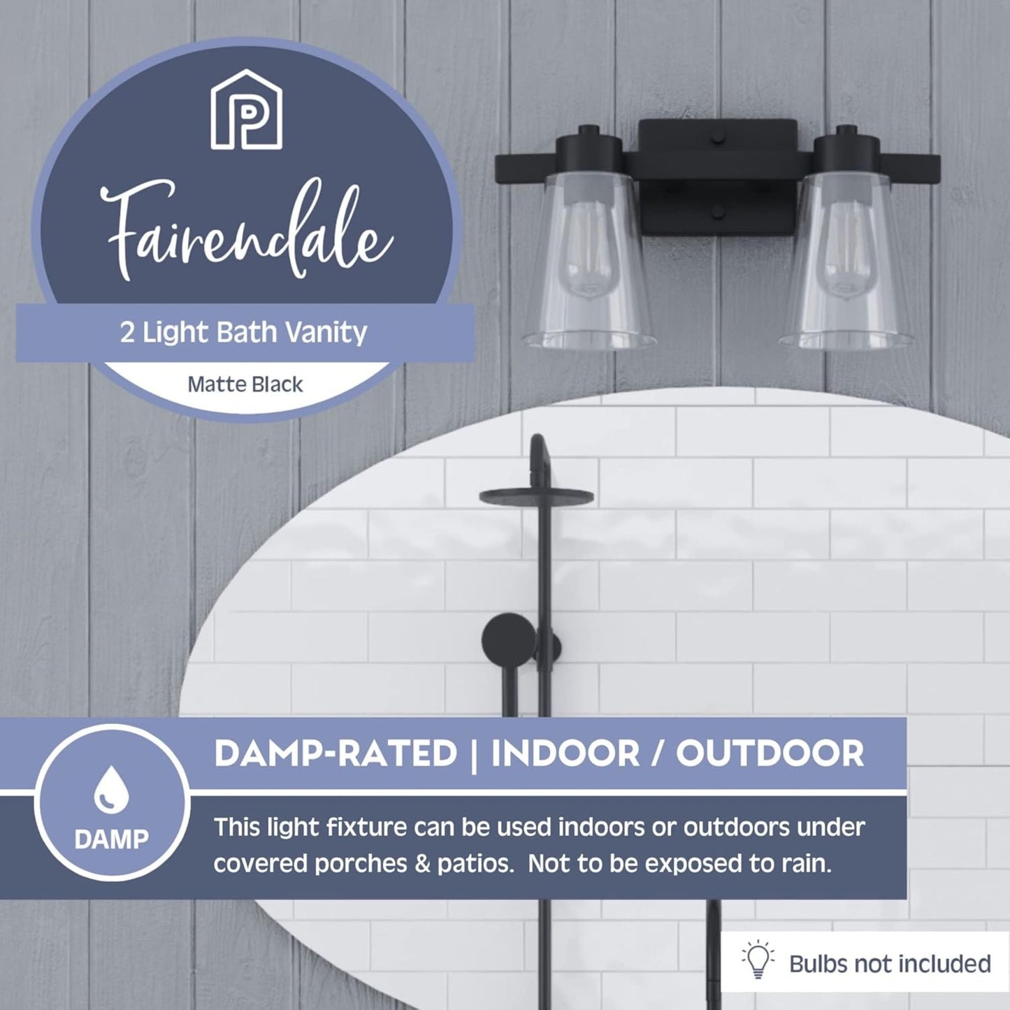 Prominence Home Fairendale 2 Light Bathroom Wall Vanity Light, Matte Black