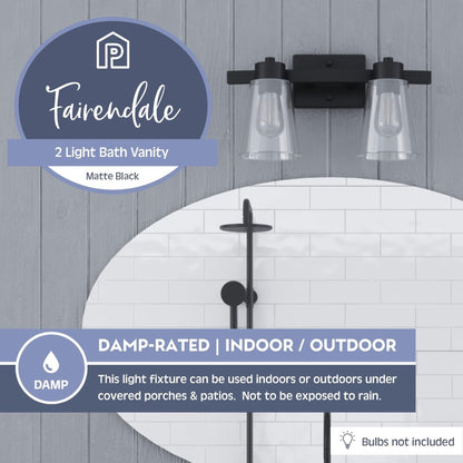 Prominence Home Fairendale 2 Light Bathroom Wall Vanity Light, Matte Black