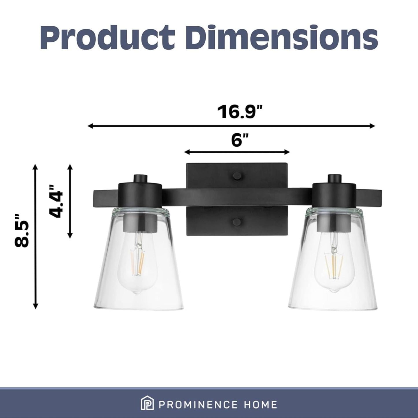 Prominence Home Fairendale 2 Light Bathroom Wall Vanity Light, Matte Black