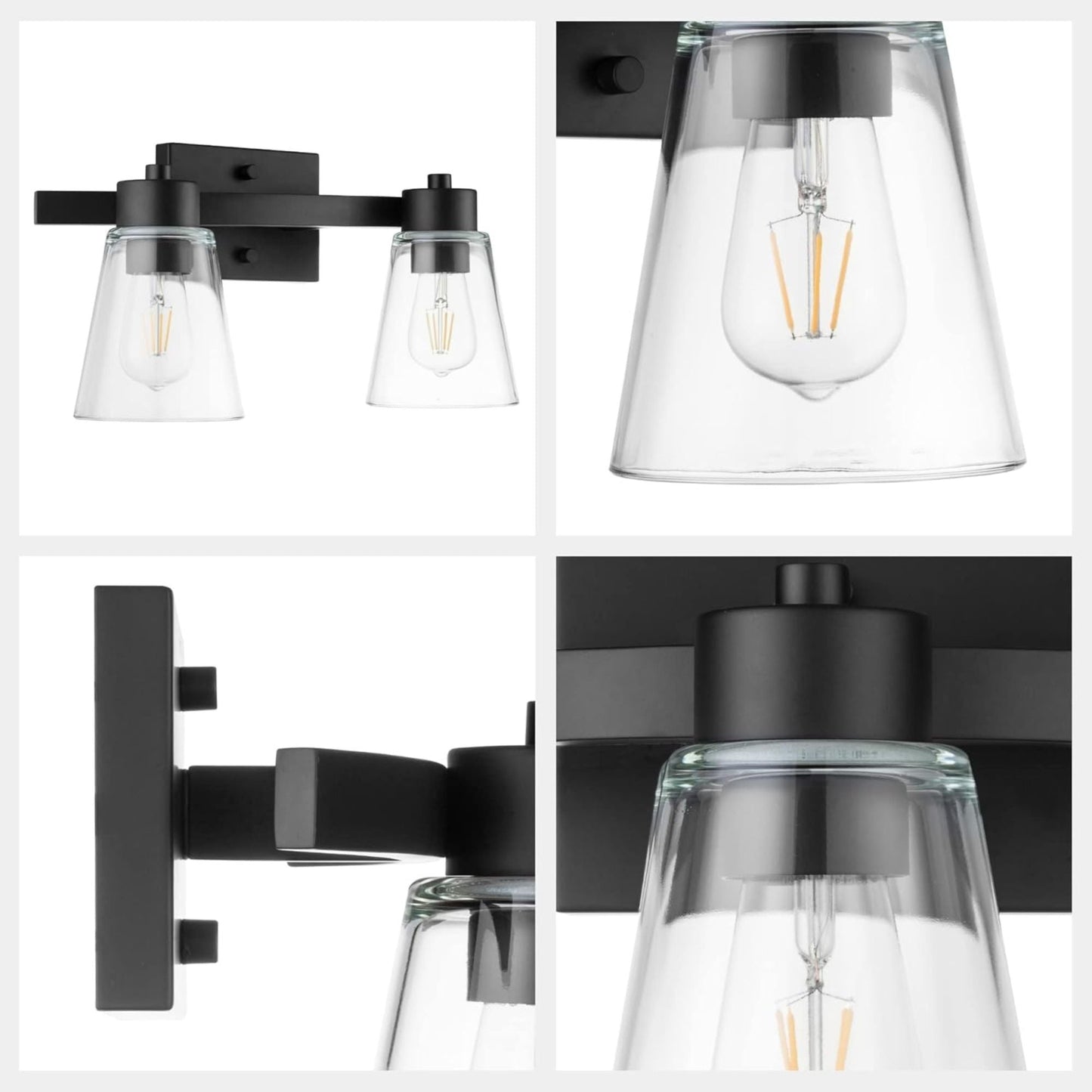 Prominence Home Fairendale 2 Light Bathroom Wall Vanity Light, Matte Black