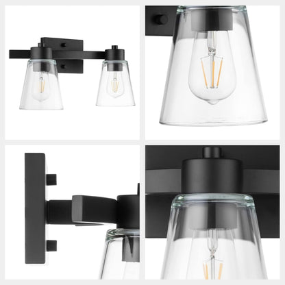 Prominence Home Fairendale 2 Light Bathroom Wall Vanity Light, Matte Black