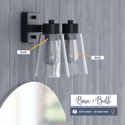 Prominence Home Fairendale 2 Light Bathroom Wall Vanity Light, Matte Black