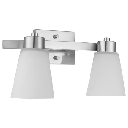Prominence Home 2 Light Modern Bathroom Vanity Light, Frosted Glass, Nickel