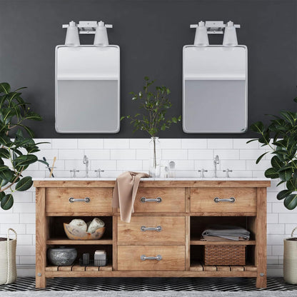 Prominence Home 2 Light Modern Bathroom Vanity Light, Frosted Glass, Nickel