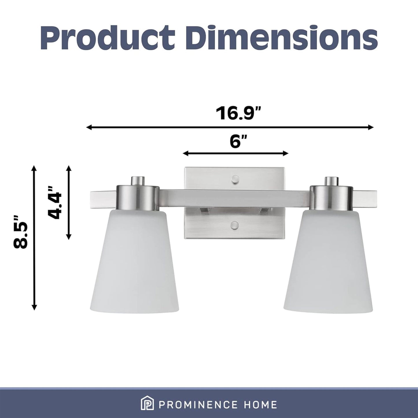 Prominence Home 2 Light Modern Bathroom Vanity Light, Frosted Glass, Nickel
