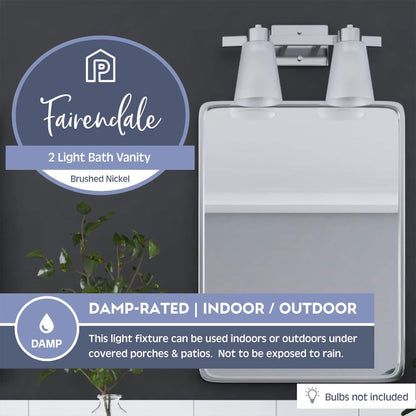 Prominence Home 2 Light Modern Bathroom Vanity Light, Frosted Glass, Nickel