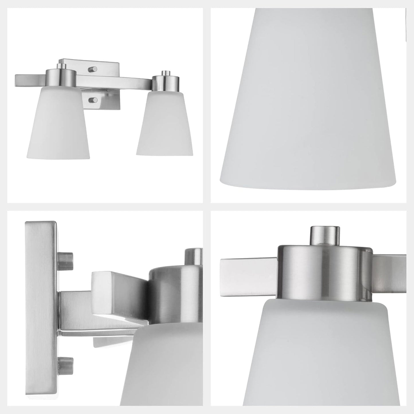 Prominence Home 2 Light Modern Bathroom Vanity Light, Frosted Glass, Nickel