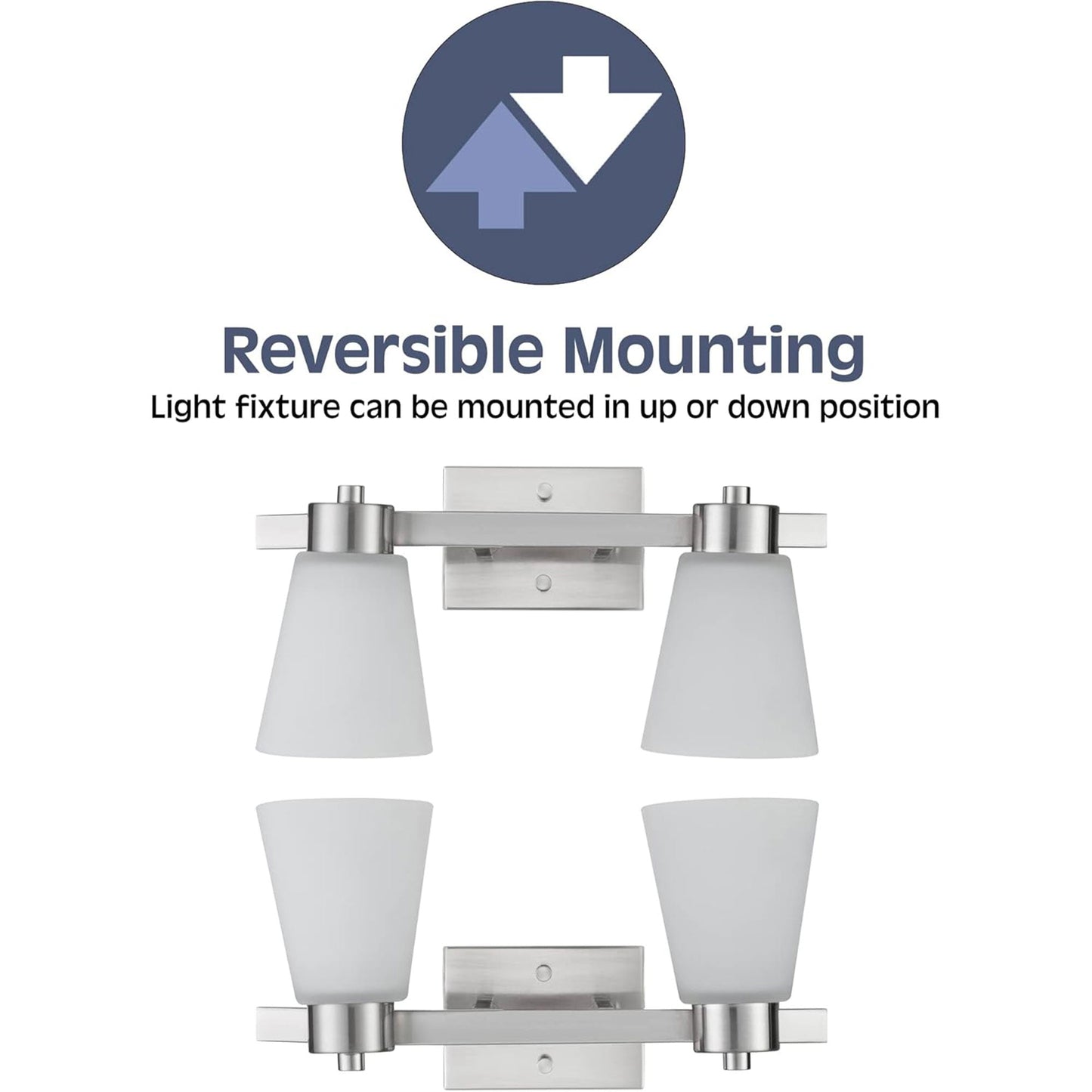 Prominence Home 2 Light Modern Bathroom Vanity Light, Frosted Glass, Nickel