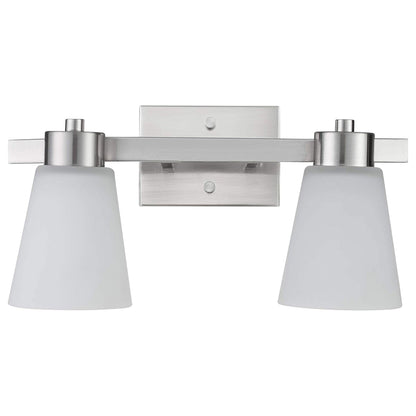 Prominence Home 2 Light Modern Bathroom Vanity Light, Frosted Glass, Nickel