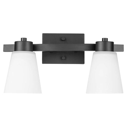 Prominence Home 2 Light Modern Bathroom Vanity Light, Frosted Glass, Matte Black