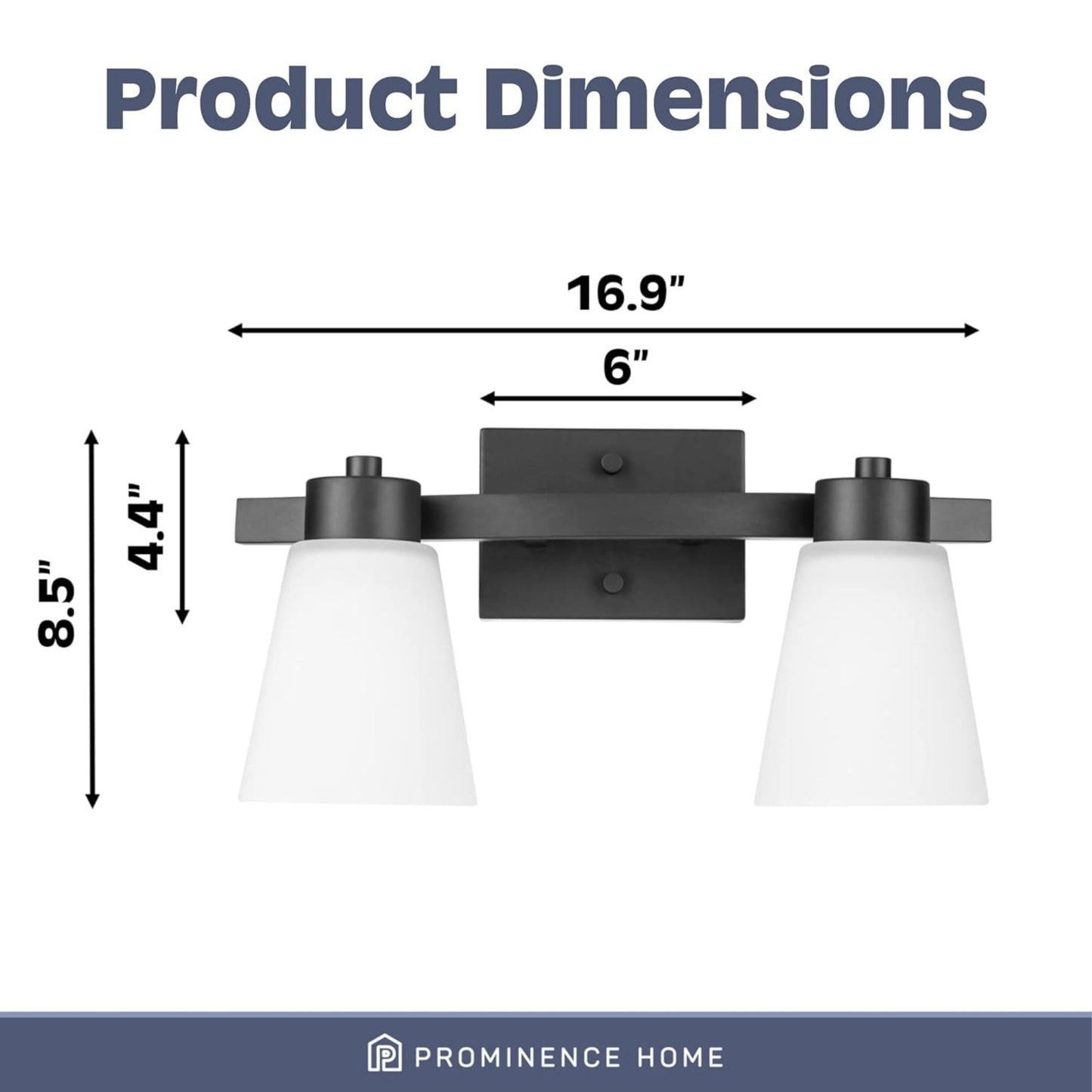 Prominence Home 2 Light Modern Bathroom Vanity Light, Frosted Glass, Matte Black