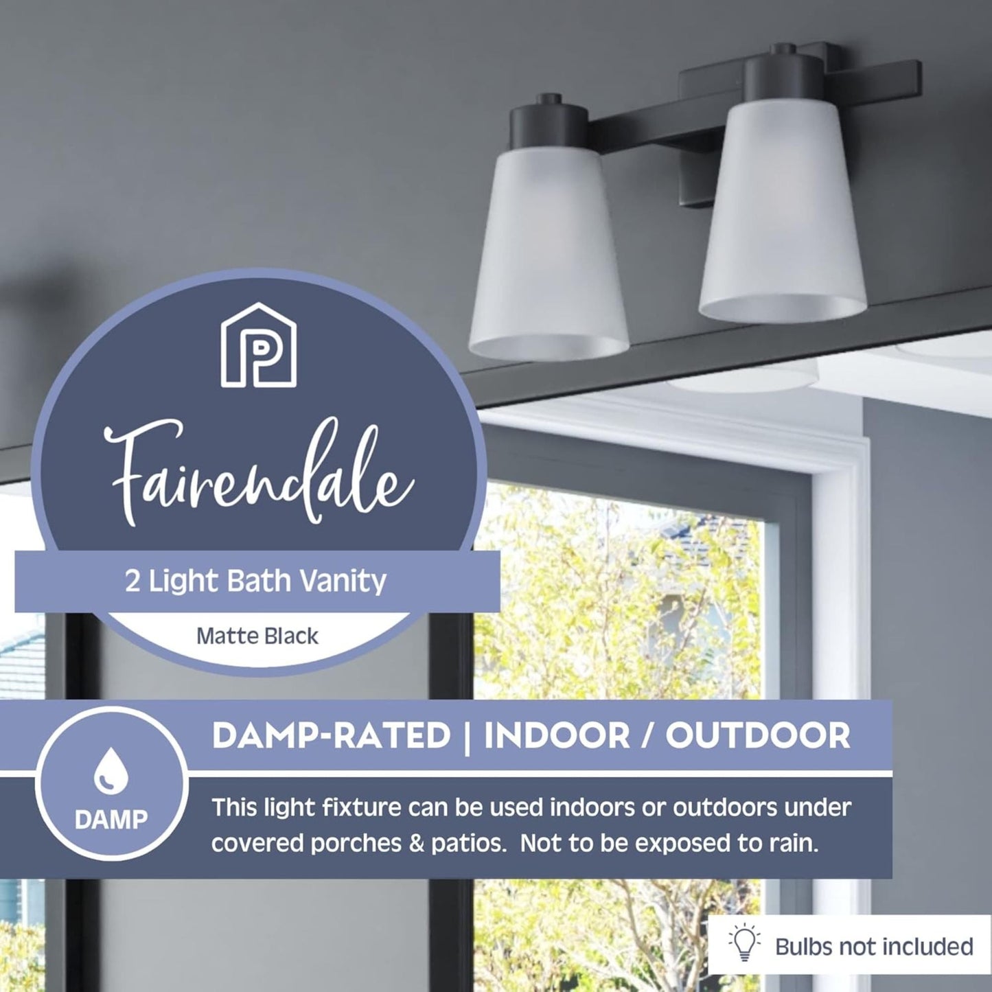 Prominence Home 2 Light Modern Bathroom Vanity Light, Frosted Glass, Matte Black