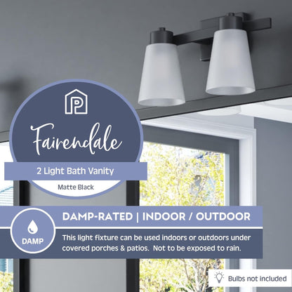 Prominence Home 2 Light Modern Bathroom Vanity Light, Frosted Glass, Matte Black