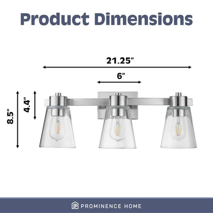 Prominence Home Fairendale 3 Light Bathroom Wall Vanity Light, Brushed Nickel