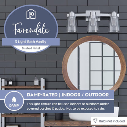 Prominence Home Fairendale 3 Light Bathroom Wall Vanity Light, Brushed Nickel