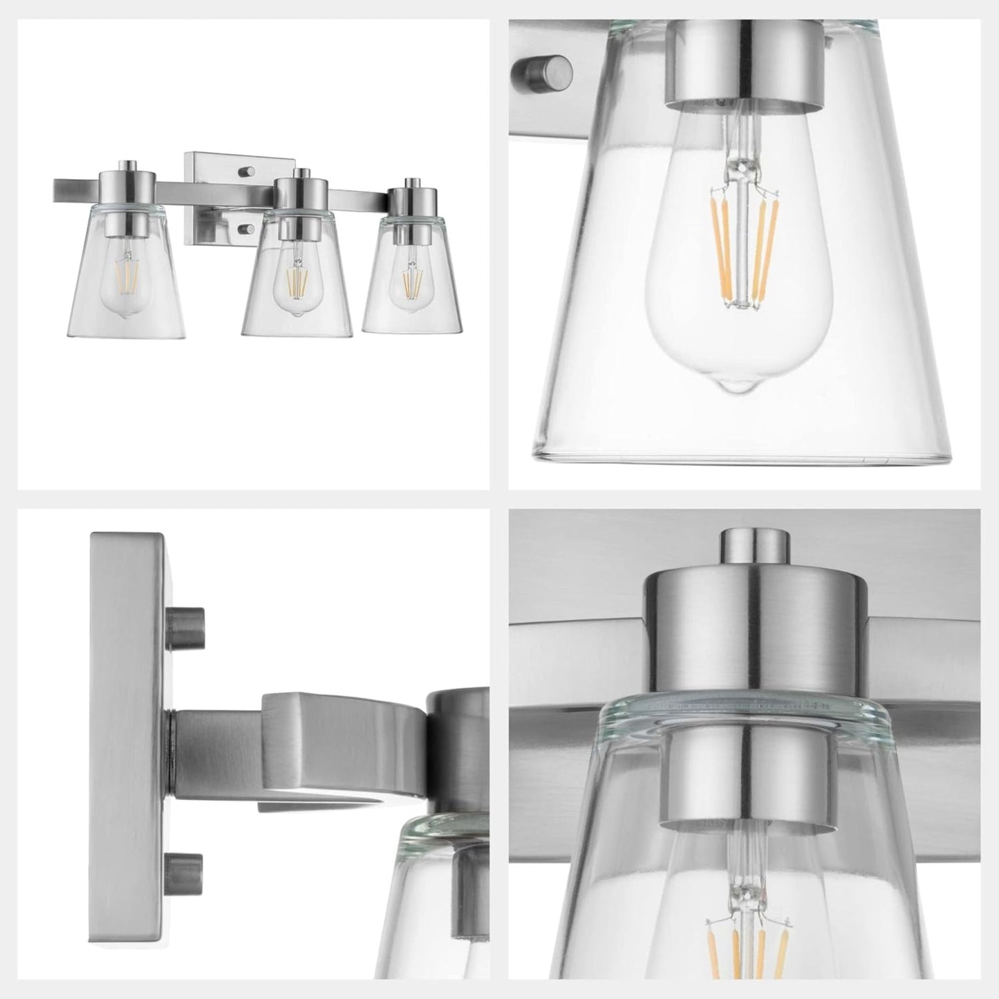 Prominence Home Fairendale 3 Light Bathroom Wall Vanity Light, Brushed Nickel