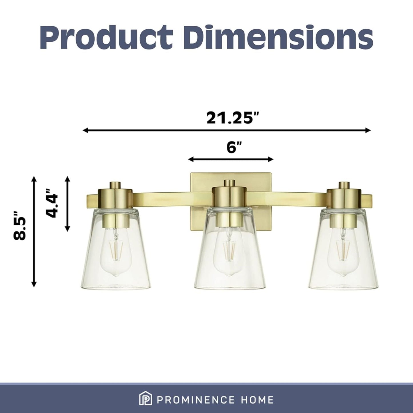 Prominence Home Fairendale 3 Light Bathroom Wall Vanity Light, Soft Gold