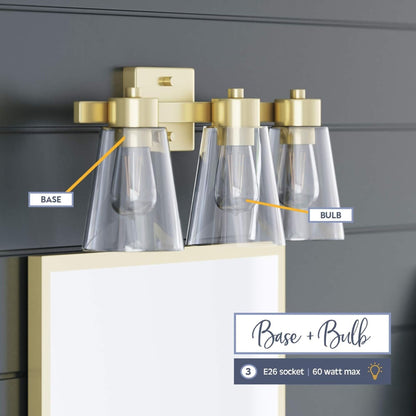 Prominence Home Fairendale 3 Light Bathroom Wall Vanity Light, Soft Gold