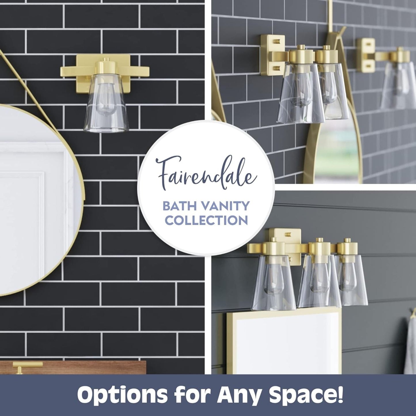 Prominence Home Fairendale 3 Light Bathroom Wall Vanity Light, Soft Gold