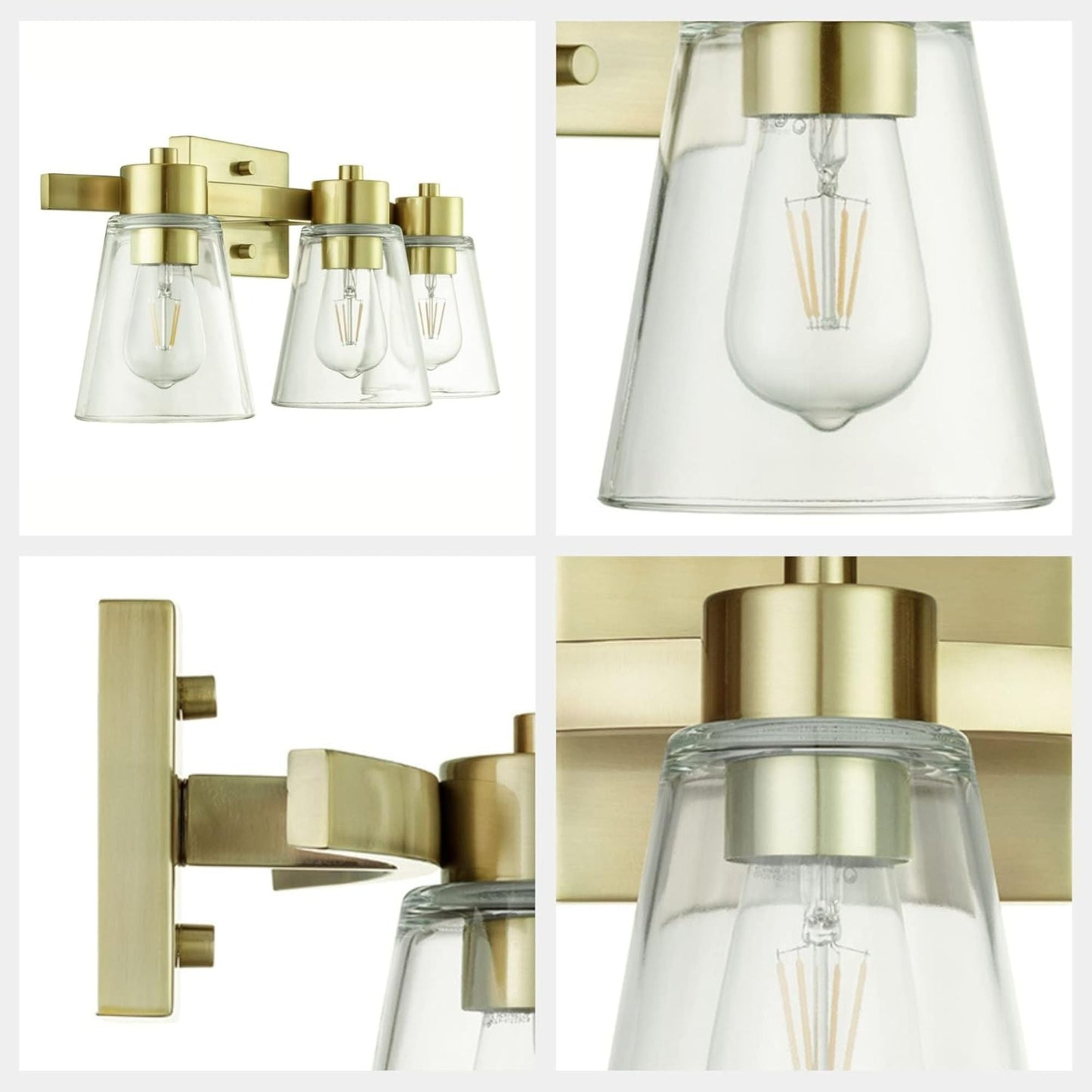 Prominence Home Fairendale 3 Light Bathroom Wall Vanity Light, Soft Gold