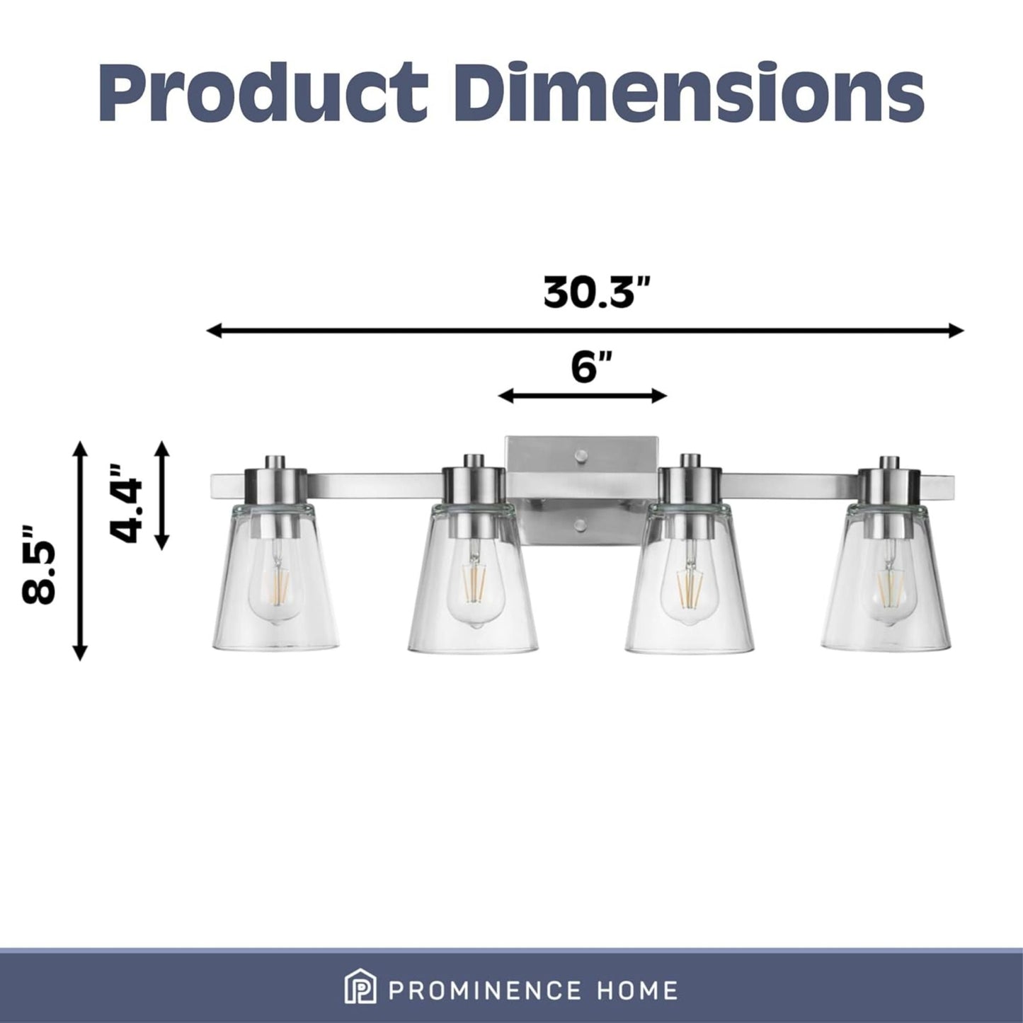 Prominence Home Fairendale 4 Light Bathroom Wall Vanity Light, Brushed Nickel