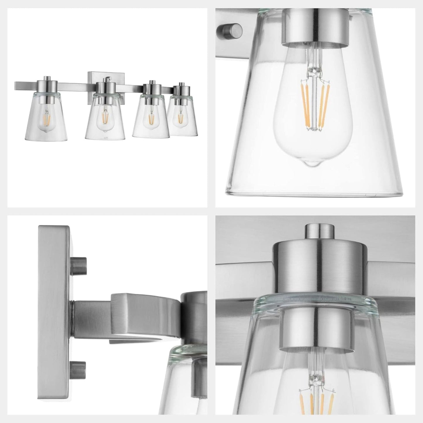 Prominence Home Fairendale 4 Light Bathroom Wall Vanity Light, Brushed Nickel